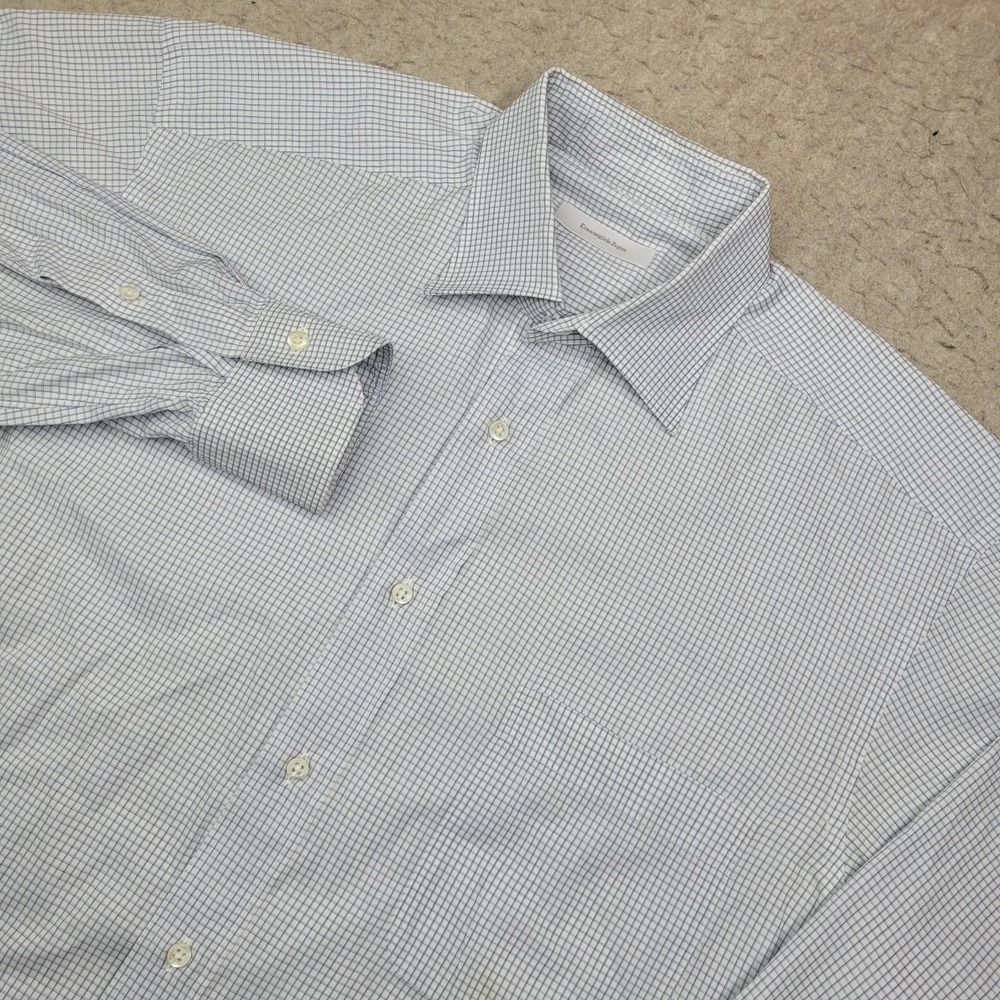 Ermenegildo Zegna Blue Check Long Sleeve Dress Shirt Size Mens Size 16.5‎ / 42